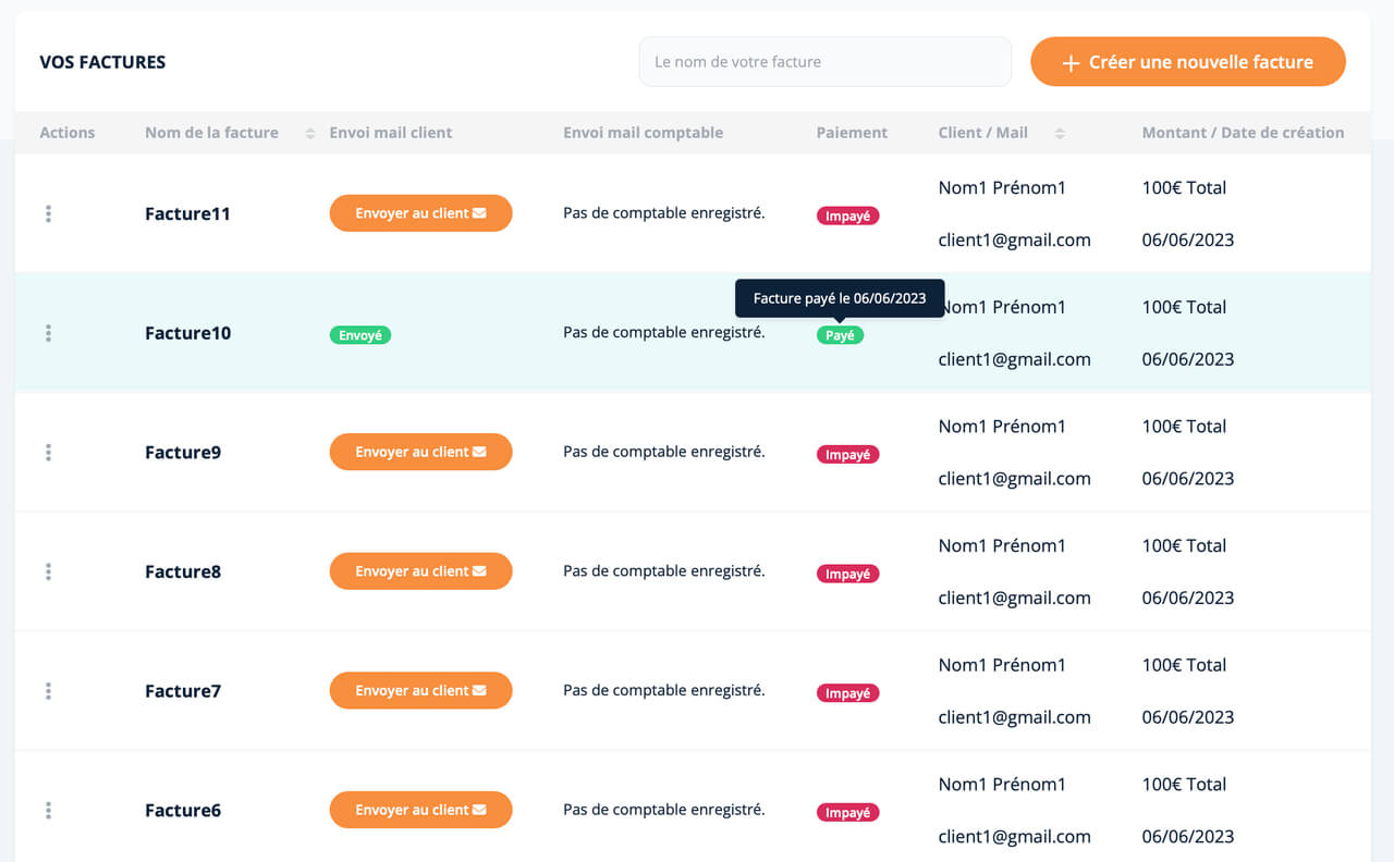 Envoi automatisé facture et devis par mail